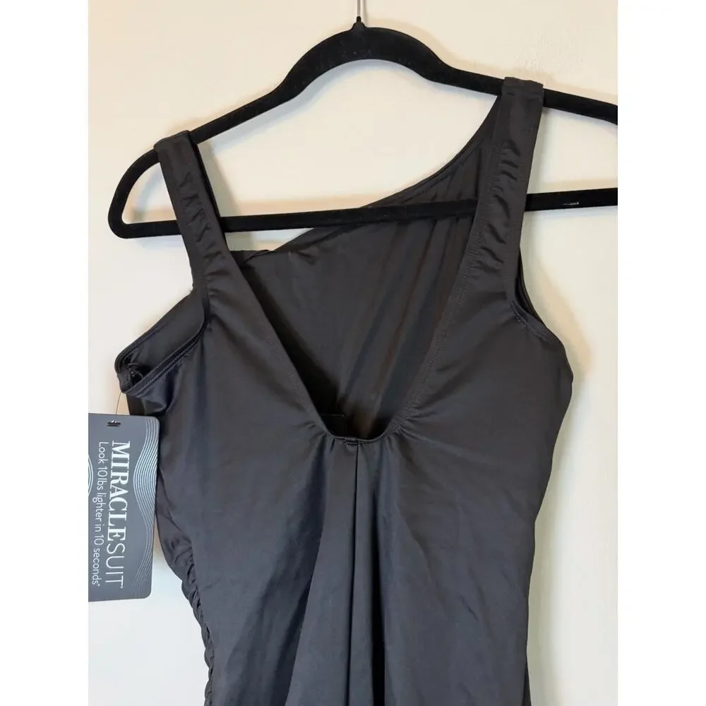 New Miraclesuit Rock Solid Avra Underwire One-Piece Swimsuit Black 14 NWT $180